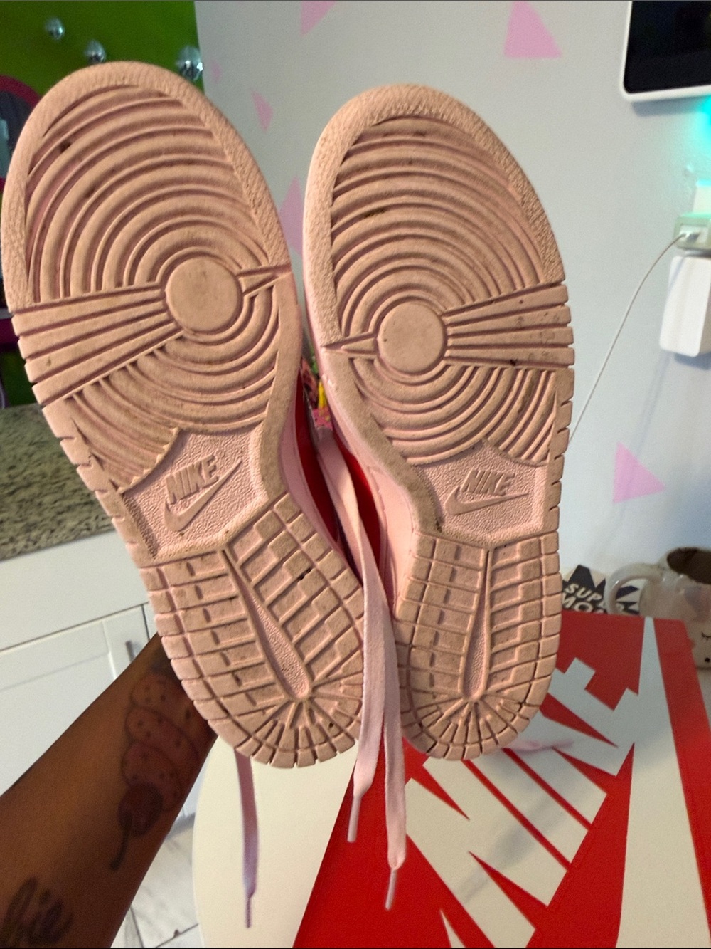 Nike Dunks Kids Pink and Red Low-Top Sneakers - Picture 3 of 15